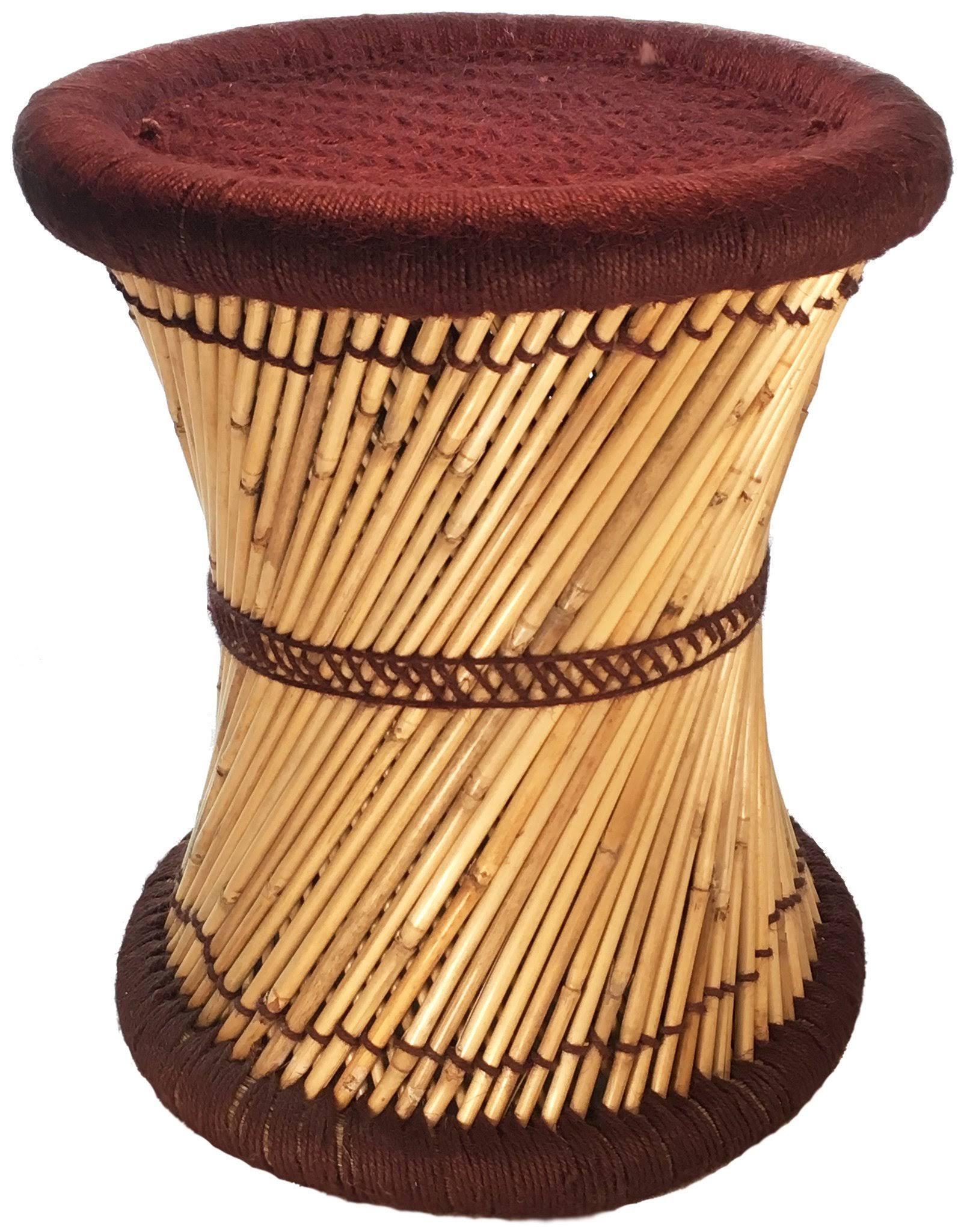 Natural Geo Moray Decorative Jute Accent Stool, Brown