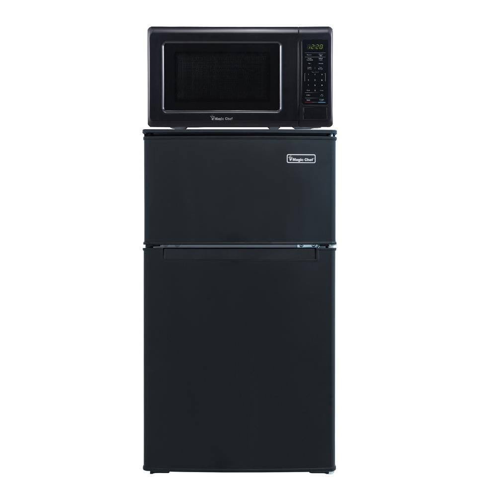 Magic Chef 3.1 Cu. ft. Mini Fridge in Black and 0.7 Cu. ft. Microwave Combo Hmdr310be