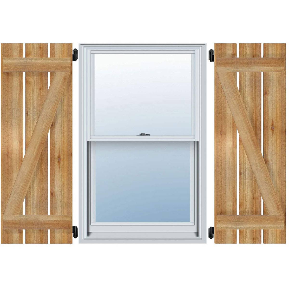 Ekena Millwork RBS06Z11X059RWR 11 1/4x22W x 59x22H TimberCraft Two 5 3/8x22 Boards Spaced Board-n-Batten Shutters w/Z-Bar, Rough