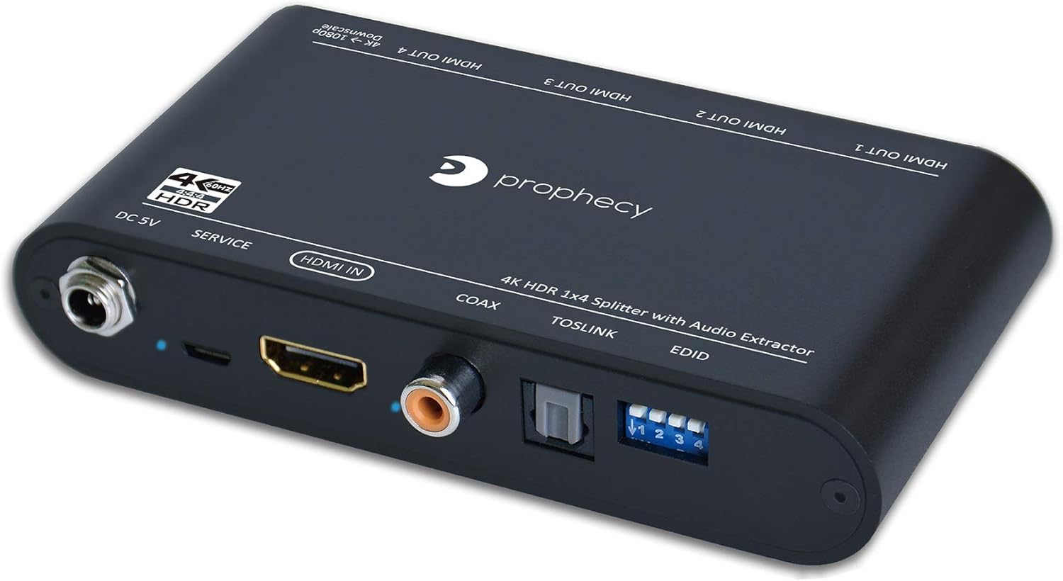 gofanco Prophecy 4K 60Hz HDR 1x2 HDMI 2.0 Splitter – YUV 4:4:4, with HDMI Audio Extractor to Toslink & RCA, HDR, HDMI 2.0a, HDCP 2.2, 18Gbps, Auto Scaling, EDID Management, TAA Compliant Pack of 2