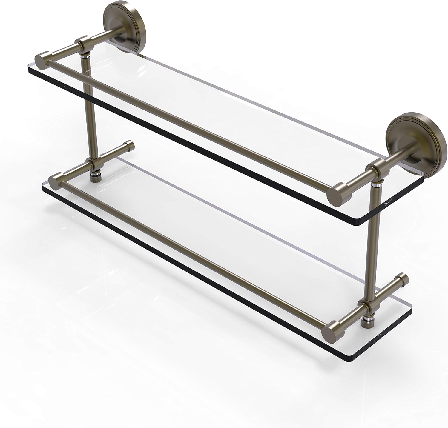 Allied Brass PRBP-2/22-GAL-BKM Prbp 2 Gal Prestige Regal Inch Double Gallery Rail Glass Shelf, 22 Inch, Matte Black