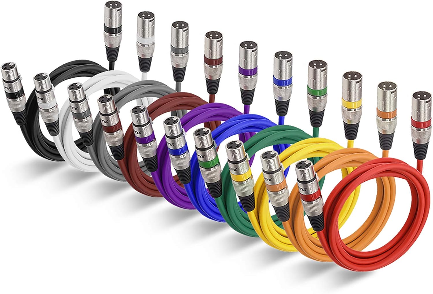EBXYA XLR Cable 50 Feet 6 Colored Packs-DMX Cable with 3 Pins Male to Female for Stage Lighting Patch Cable