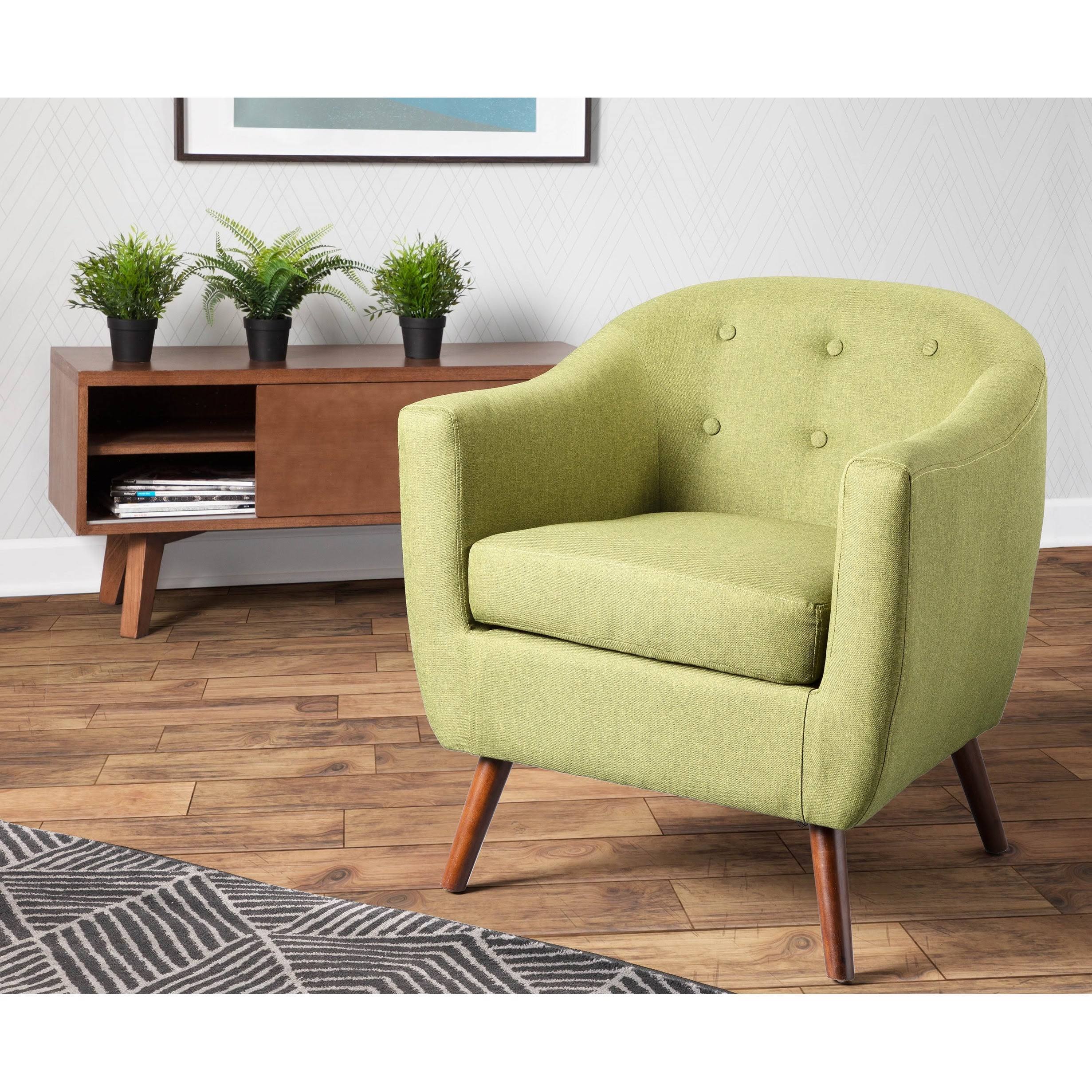 Carson Carrington Lieksa Mid-Century Modern Accent Chair - Blue/Natural Wood