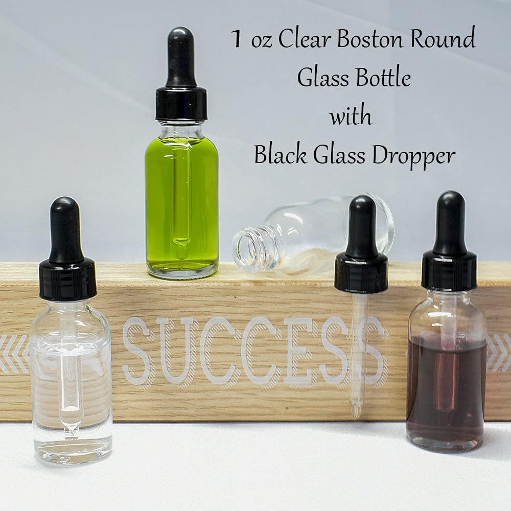 (Pack of 108) 1 oz. Clear Boston Round with Black Glass Dropper Pack of 2
