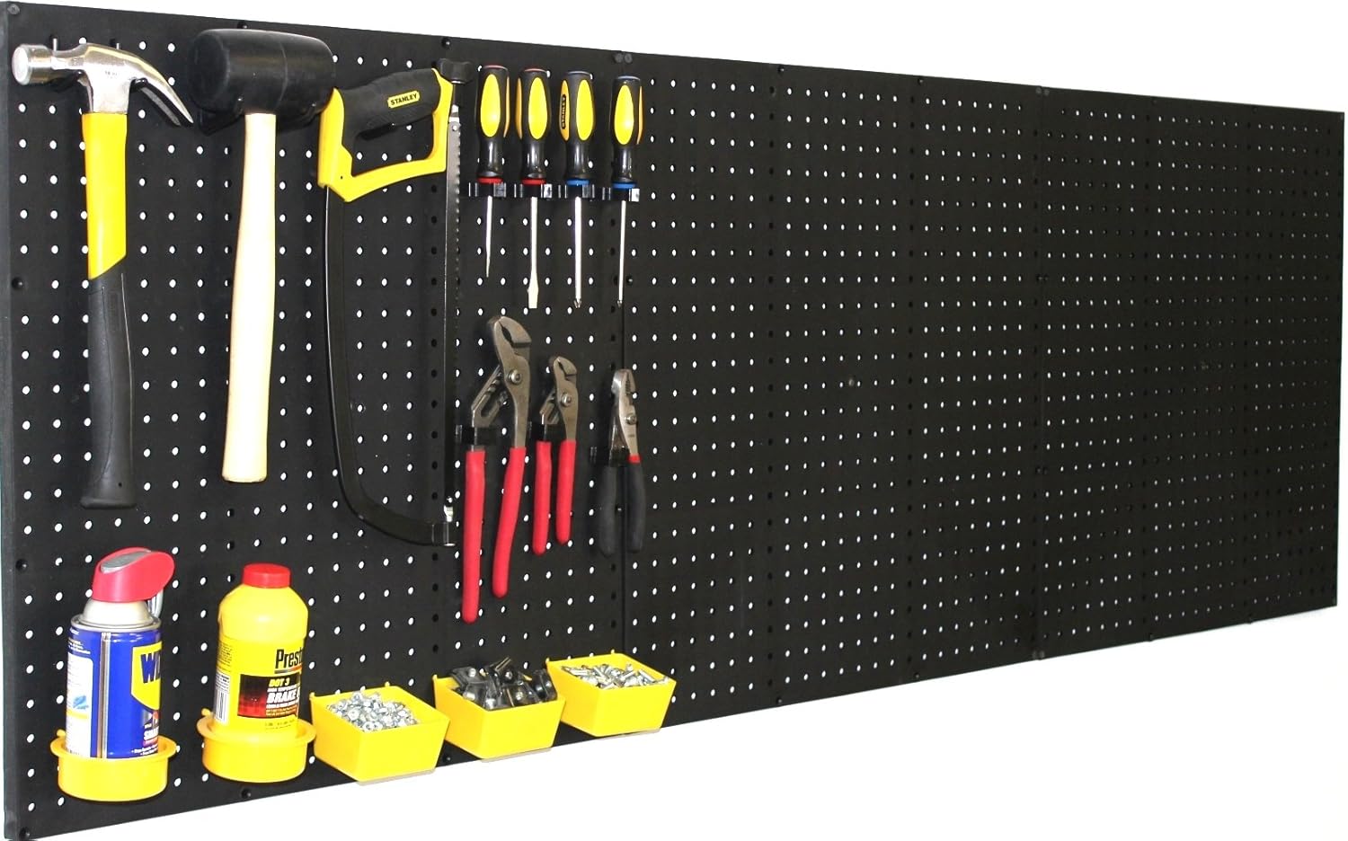 WallPeg (4) Black Plastic Pegboard Panels – 96” Wide Garage Tool Pegboard – AM 212 Pack of 2