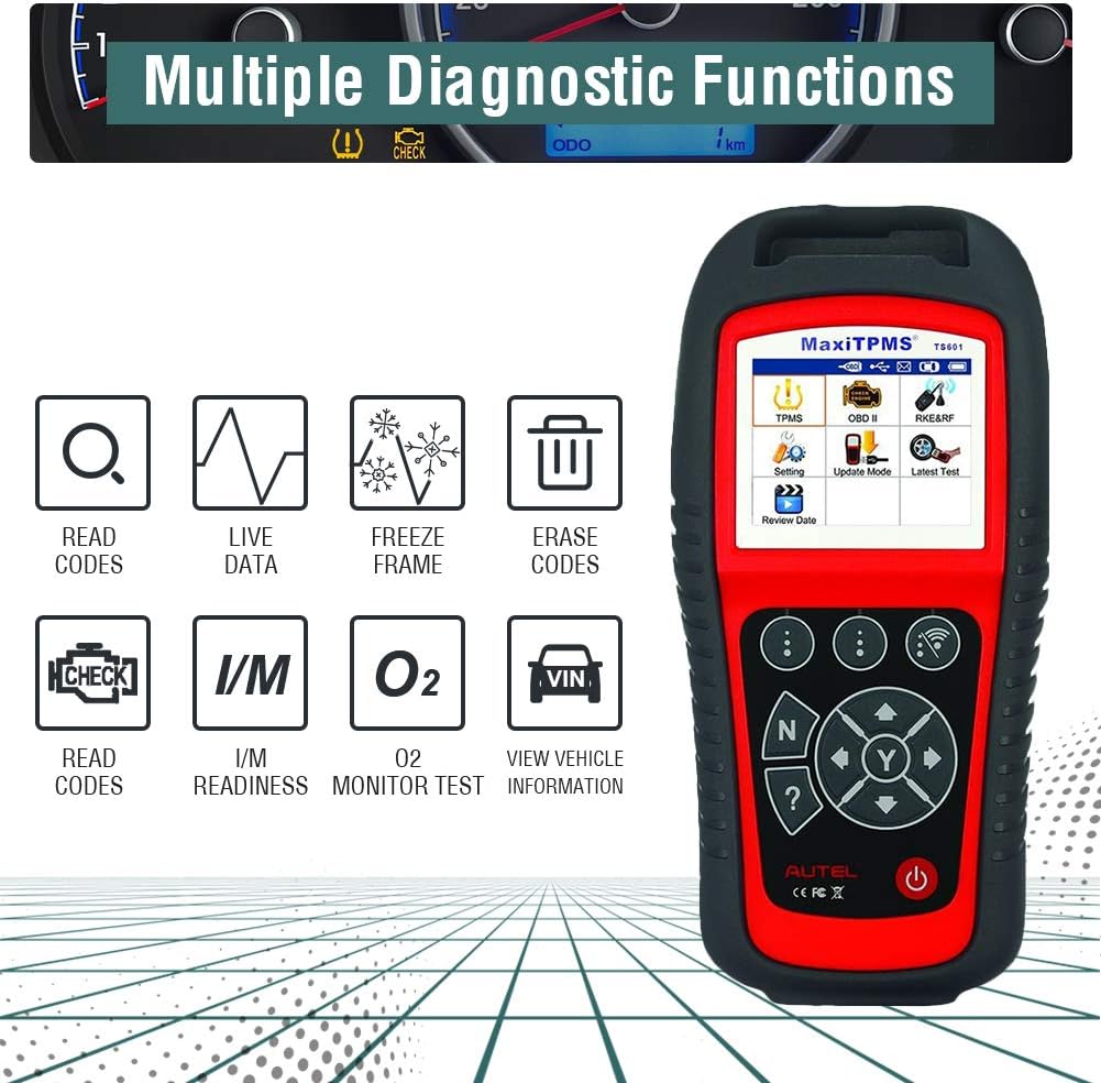 Autel MaxiTPMS TS601, Upgraded of TS508K/TS508/TS408, Wirelessly Sensor TPMS Reprogramming Activation Relearn Tool with OBDII Code Reader Function