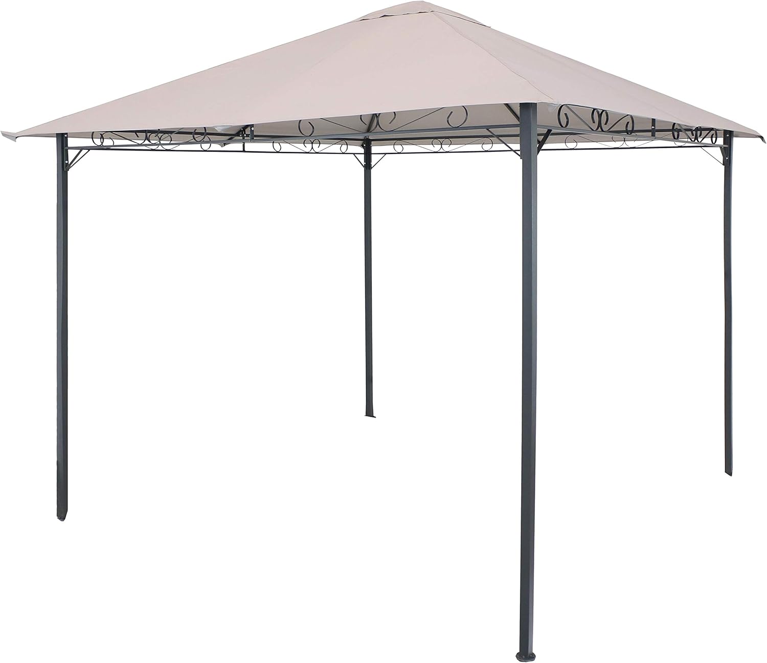 Sunnydaze 10 x 10 Foot Steel Open Gazebo with Weather-Resistant Fabric Top - Gray Polyester Canopy Roof with Black Metal Frame - Ideal for Backyard, Garden, Deck or Patio