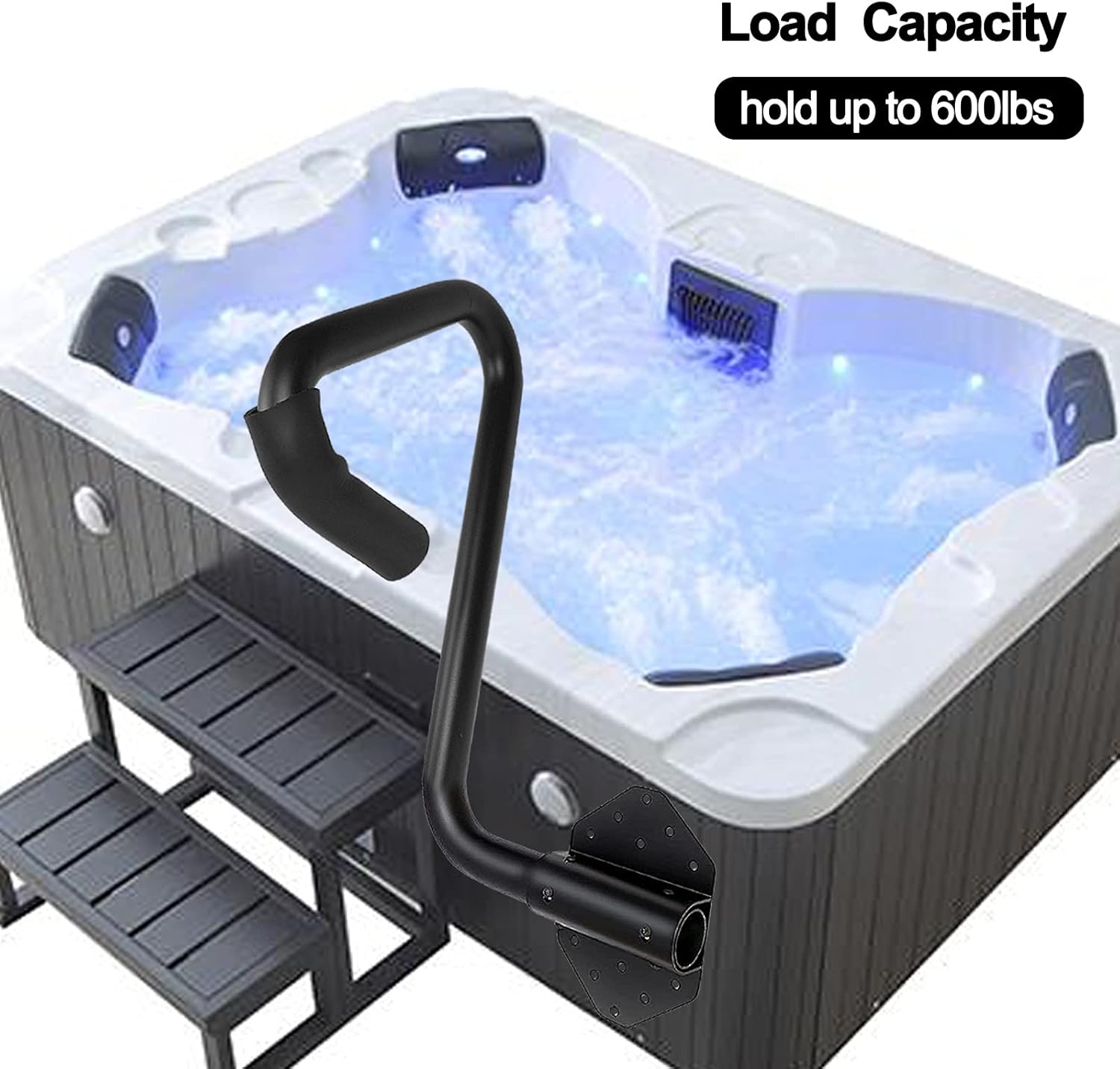 Karpevta Hot Tub Handrail 26 Inch Spa Handrail Capacity 600 LBS Hot Tub Handle with Spone Rubber Grip Provide Safety