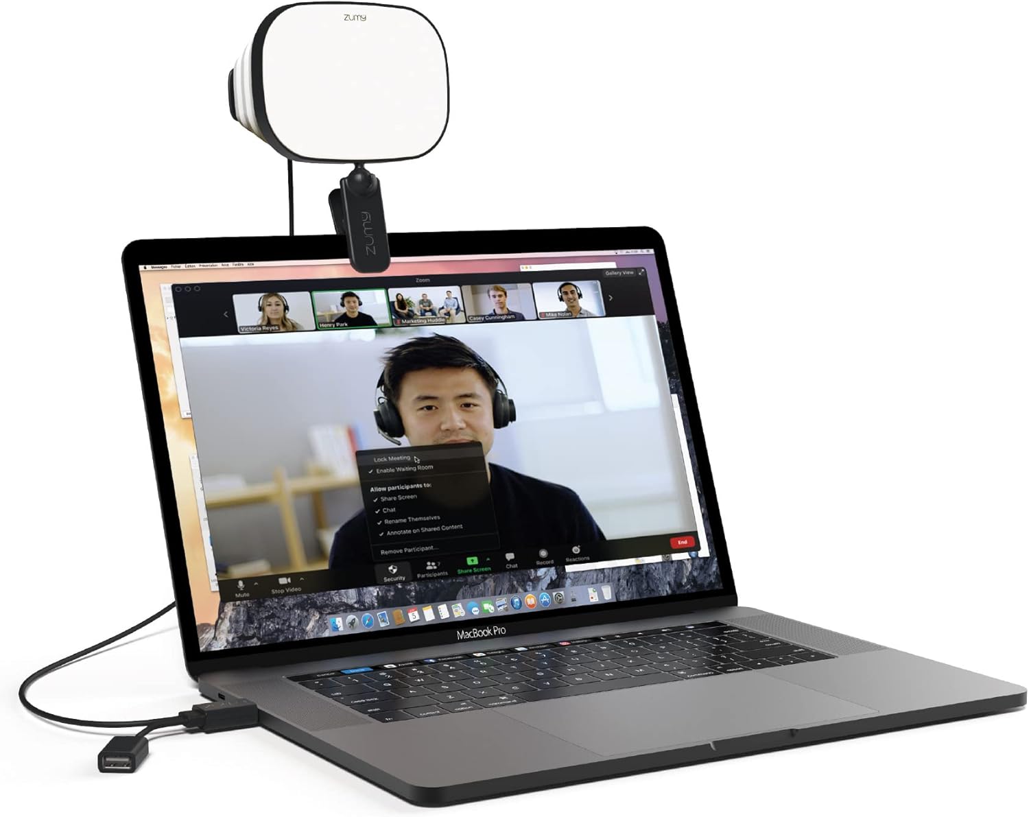 Zumy Laptop Video Light with Padded Computer Clip, Portable, USB Powered with 4 Light Levels, Designed for Video Conference Lighting Pack of 2
