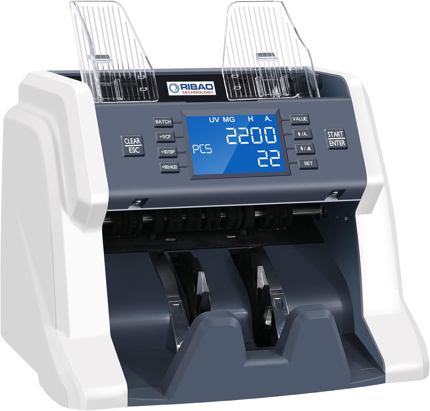 Ribao BC-35 High Speed Portable Bill Counter Money Counting Machine Cash Counter Business Retail UV/MG/IR Counterfeit Detection, Two Year Warranty