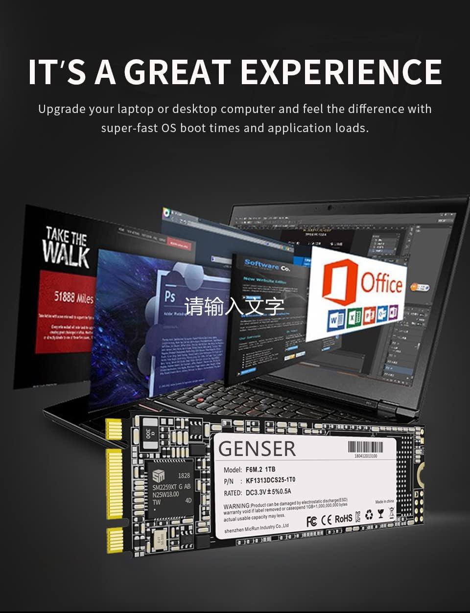 GENSER SSD 1TB 2.5'' SSD SATA 3 HD SSD 1000GB Internal Solid State Hard Disk Drive for Laptop Desktop - Black (1TB, Silver) Pack of 2