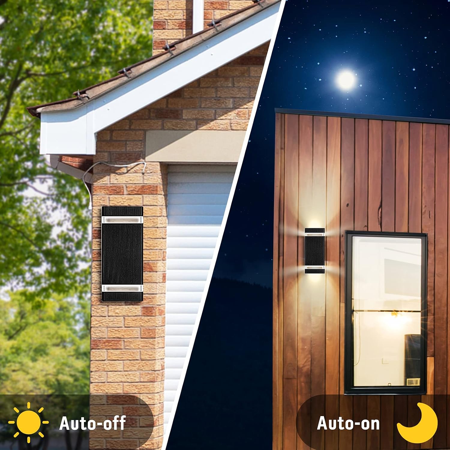 Outdoor Wall Lights, BLBAISH 4PCS Dusk to Dawn Exterior Light Fixtures Square Up and Down Outside Lights Wall Mount Waterproof Front Porch Lights for House - Black