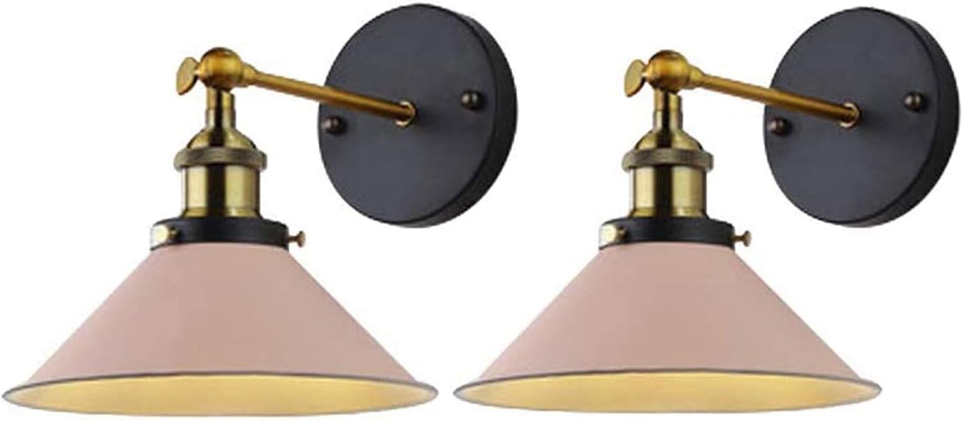 2 Pack Nordic Wireless Dimmable Bedroom Ceiling Lights, Led Remote Control Battery Run Indoor Pink Swing Wall Lamp for Restaurants Galleries Aisle Kitchen Room Doorway ( Color : Pink )