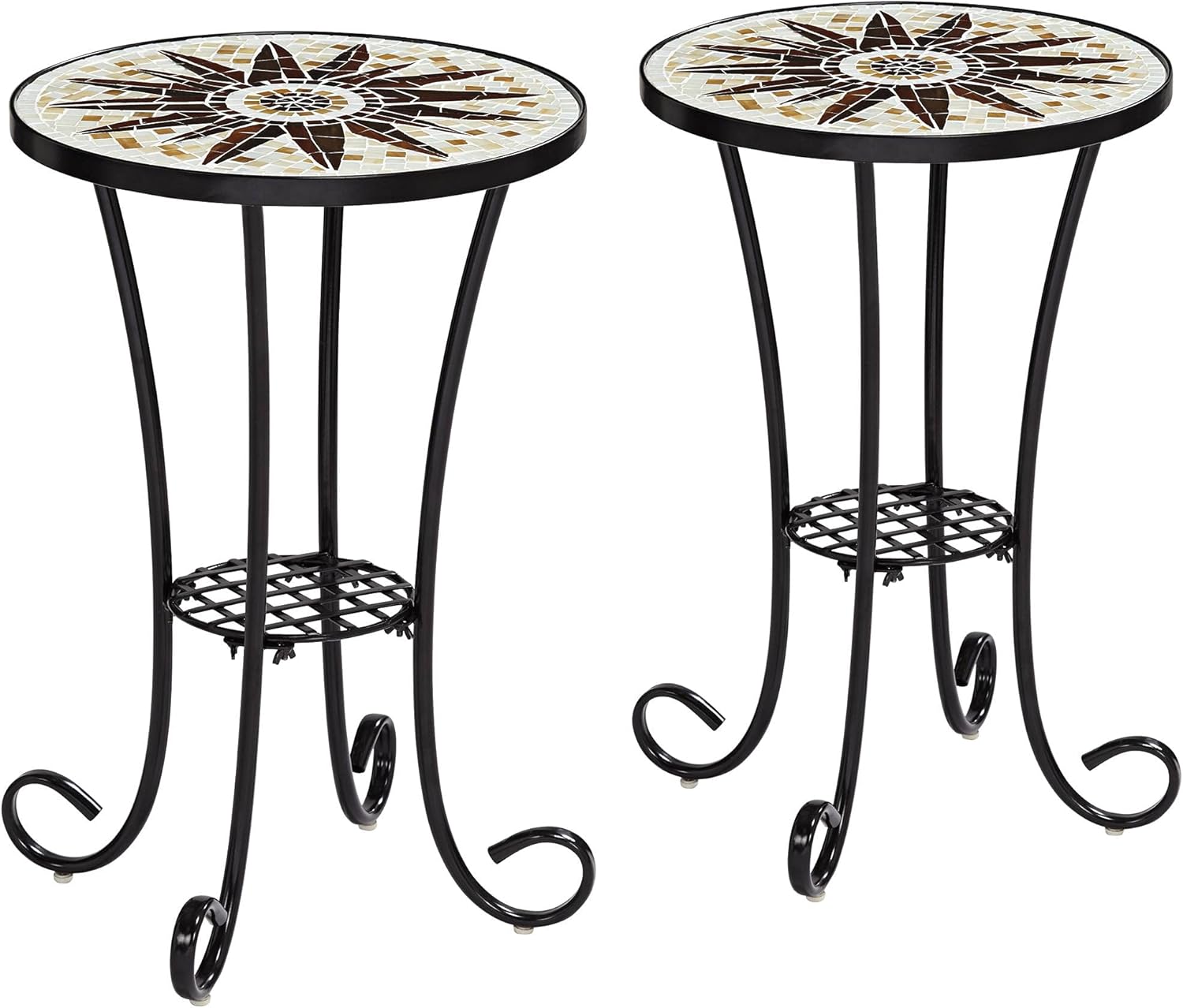 Teal Island Designs Sunburst Mosaic Black Outdoor Accent Table