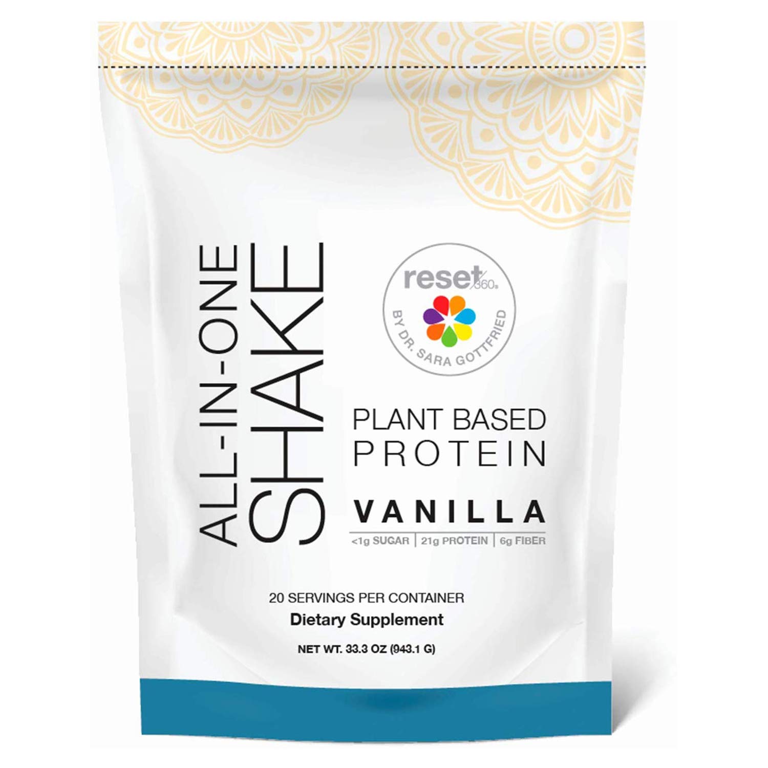 Reset360 Plant Based Pea Protein All in One Meal Replacement Shake | Gluten Free, Soy Free, Dairy Free, Low Carb, Low Sugar Shakes for Weight Loss, 20 Servings, 33.3oz, Vanilla, 1 Pack Pack of 2