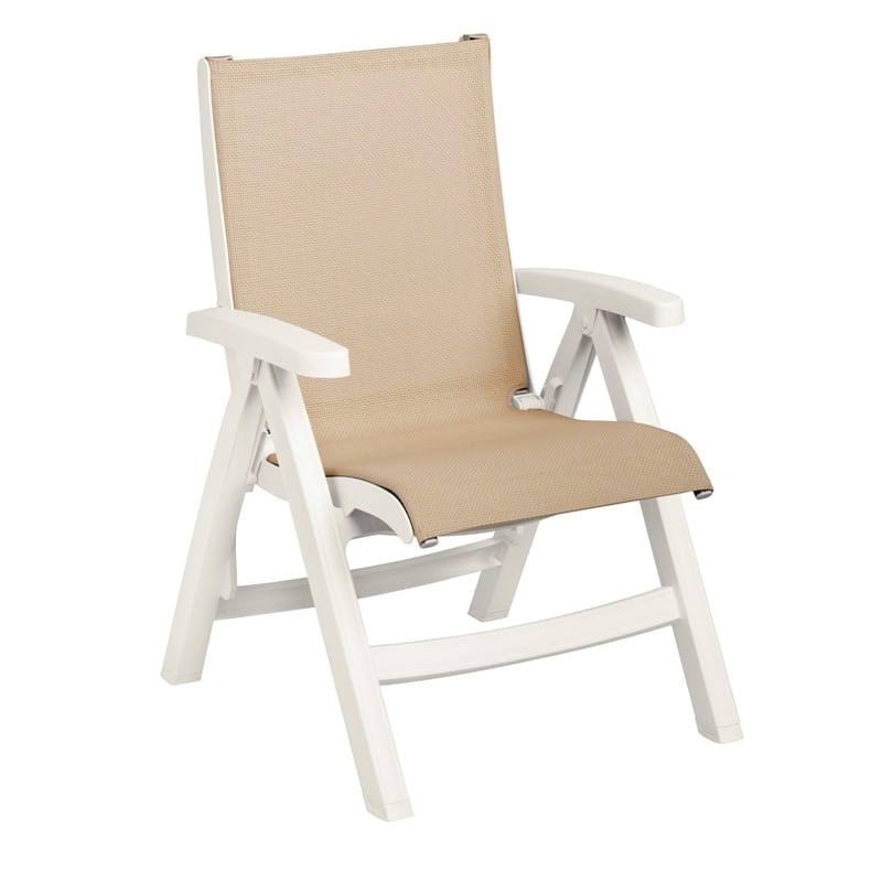 Grosfillex | CT352004 - Khaki/White Belize Midback Sling Chair