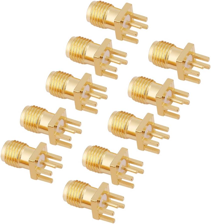 10Pcs SMA Female Jack Connector, Brass PCB Clip Edge Mount Adapter