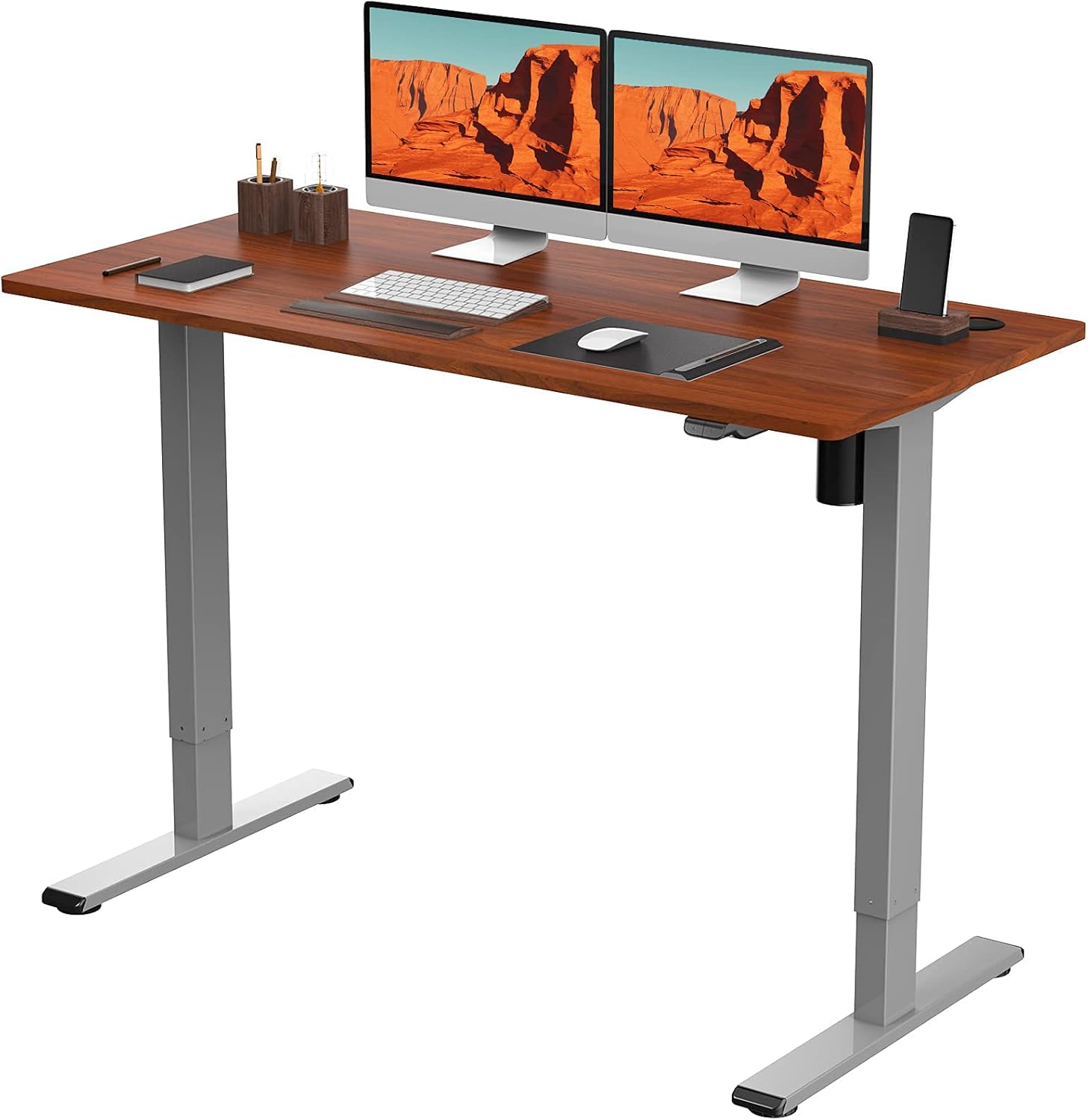 Flexispot EG1 Standing Desk Height Adjustable Desk Electric Sit Stand Up Desk with Splice Board Home Office Desks 48 x 24 Inches Splice Board (Black Frame + Black Top)