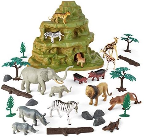 Animal Zone Safari Figure Mountain Playset, for Ages 3-6, 30 Pieces Pack of 2