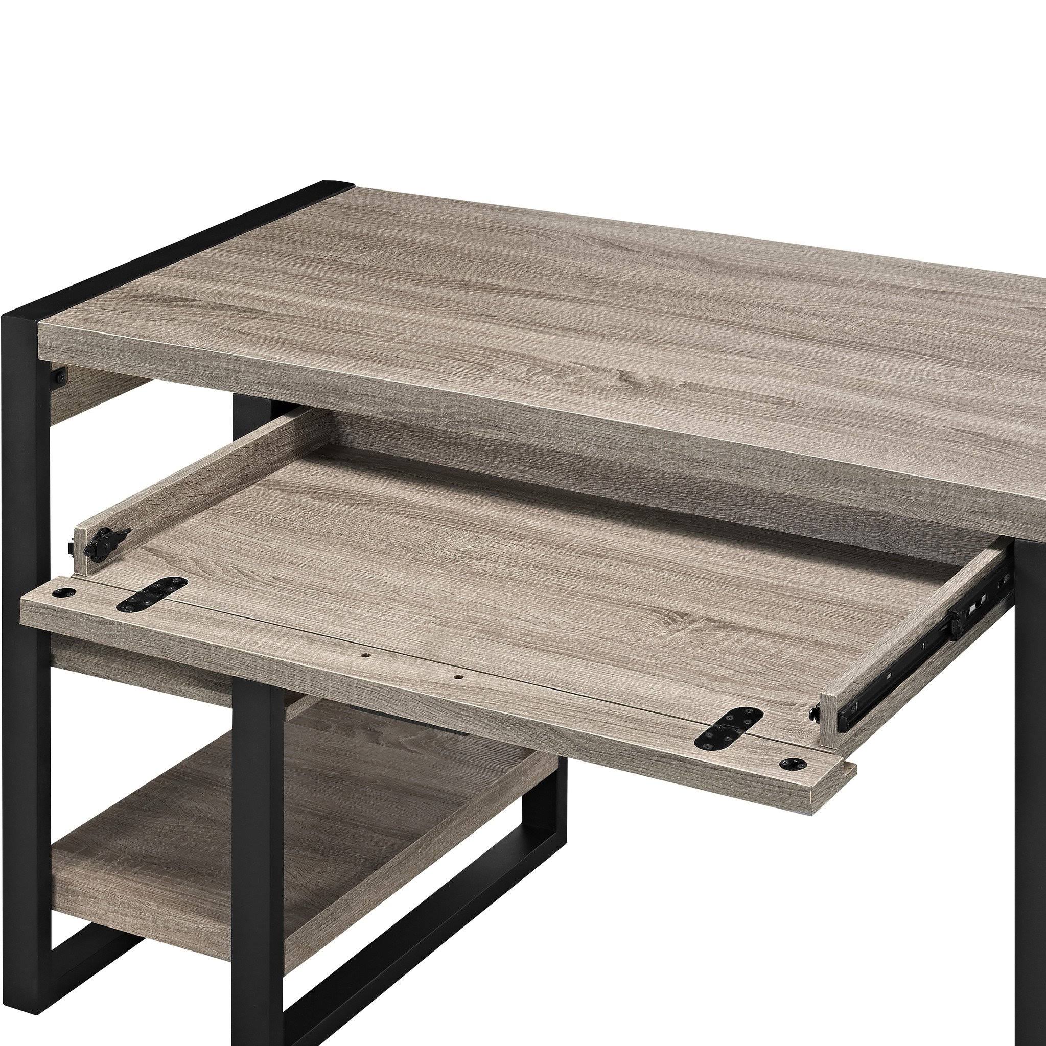 Walker Edison Urban Blend Storage Desk, Driftwood/Black