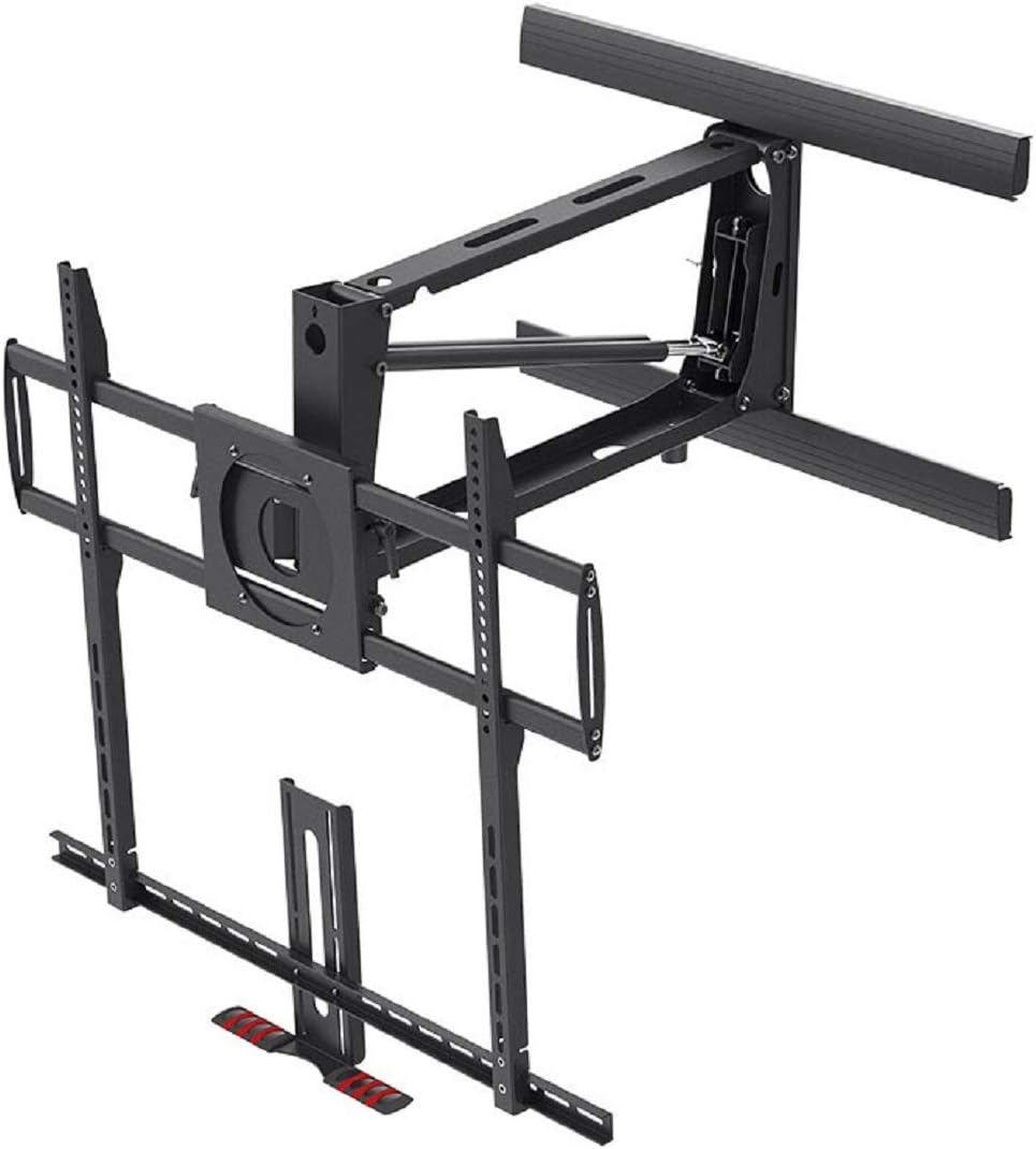 Monoprice Above Fireplace Mantel Pull-Down Full-Motion Articulating TV Wall Mount Bracket For LED TVs 55in to 100in, Max Weight 143 lbs, VESA Patterns Up to 800x600, Rotating, Height Adjustable, Black Pack of 2