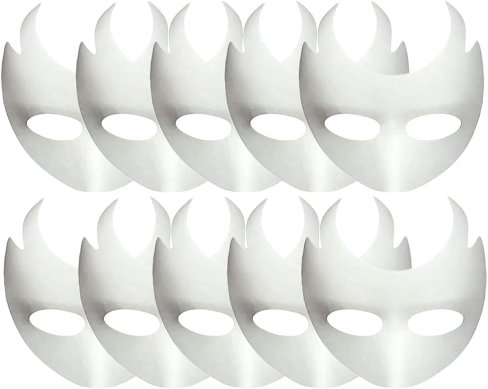 Meimasks DIY White Paper Mask Pulp Blank Hand Painted Mask Personality Creative Free Design Mask Pack of 2