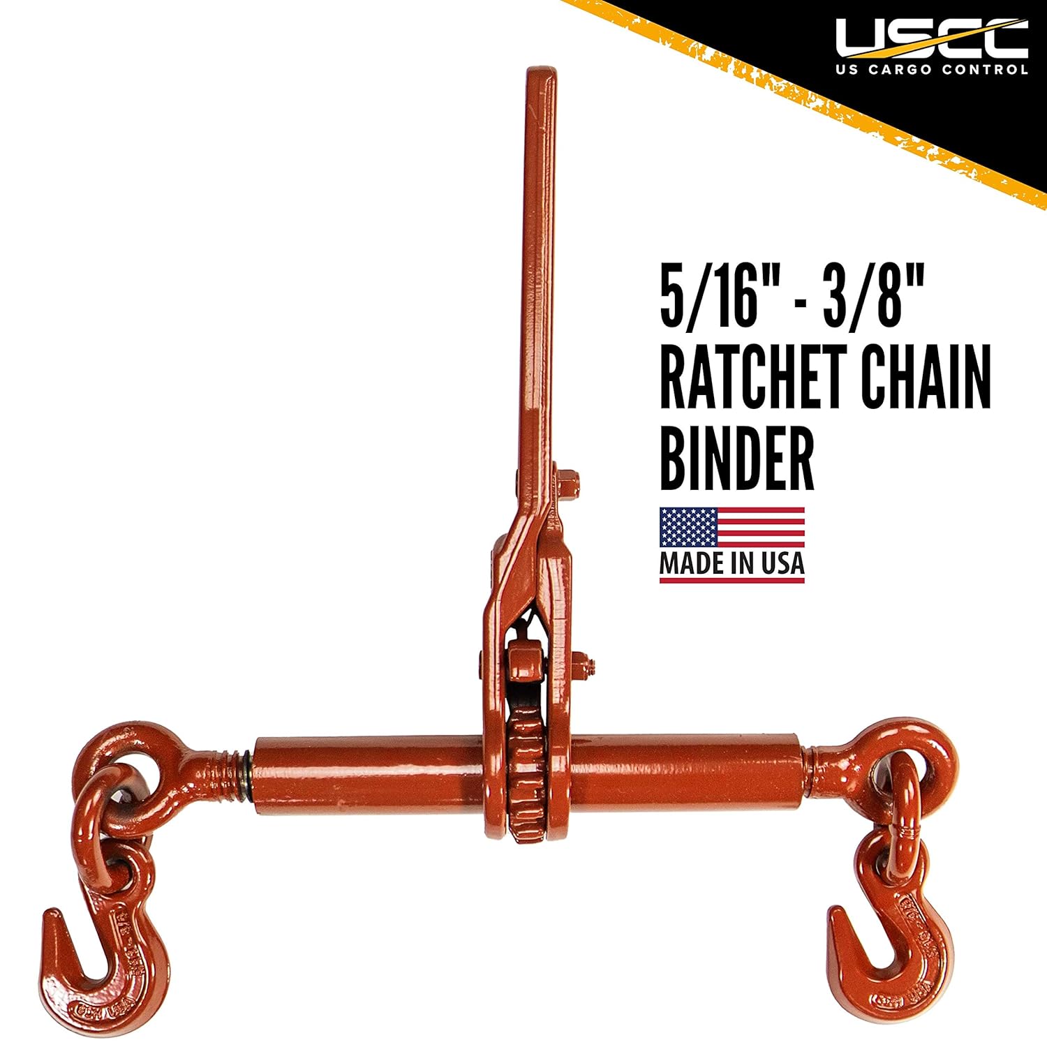 US Cargo Control 5/16 Inch x 25 Foot Grade 70 Chain Ratchet Chain Binder Package Made in The USA