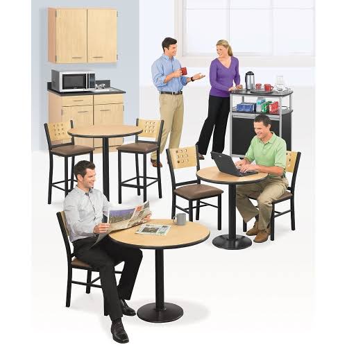 NBF Cafe AU Lait 36x22 Round Standard Height Table Graphite Nebula Top/Black Base Signature Series (T36RD-B1922)