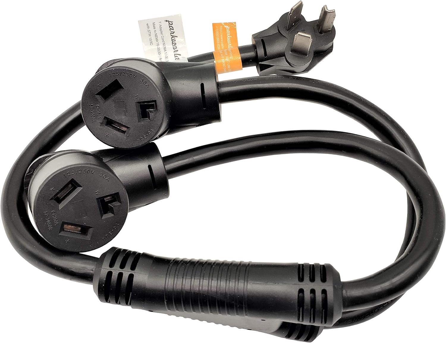 Parkworld 886580 Dryer Splitter, NEMA 10-30P Male Plug to (2) 10-30R Female Receptacle, Dryer 3-Prong 30 AMP 10-30 Y Adapter Cord (3 feet) Pack of 2