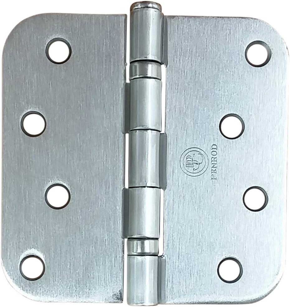 Penrod Door Hinges, Satin Nickel, Ball Bearing 4 Inch with 5/8 Inch Radius, 3 Pack
