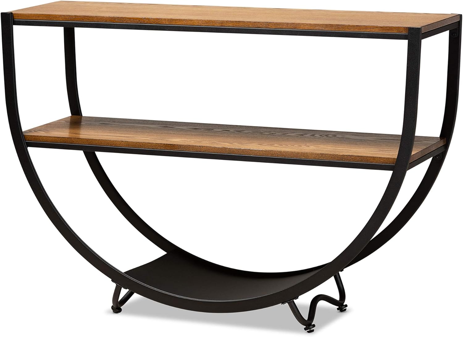 Baxton Studio Blakes Rustic Industrial Style Antique Textured Metal Distressed Wood Console Table, Black