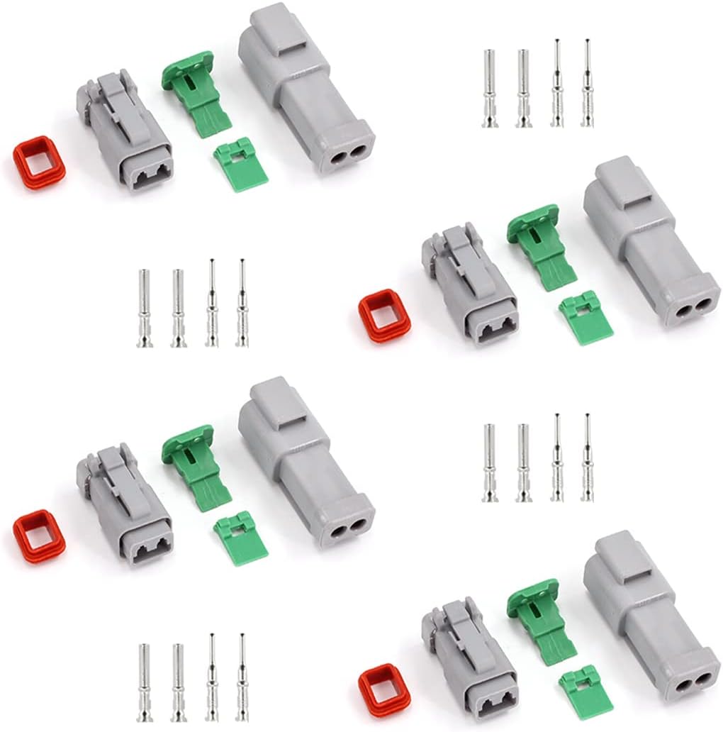 UTSAUTO 2 Pin DT Connector Kit Waterproof Electrical Connectors Plug Solid Contacts Automotive Solid Connectors Heavy Duty 16-20 AWG Wire Harness Connectors 4Pcs