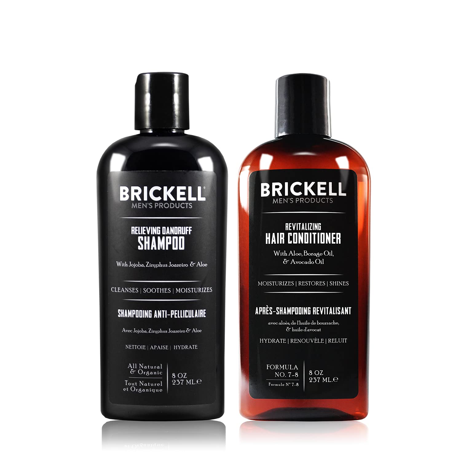 Brickell Men’s Daily Relieving Hair Care Routine, Dandruff Shampoo and Conditioner Set For Men, Ziziphus Joazeiro, Aloe and Jojoba Oil Shampoo, Strength and Volume Enhancing Conditioner, Natural and Organic (Mint, 2 x 8 oz) Pack of 2