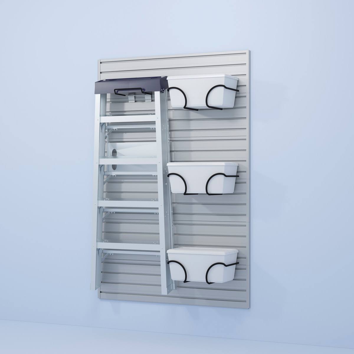 Flow Wall Ladder Hook and Bin Bracket Combo - Silver