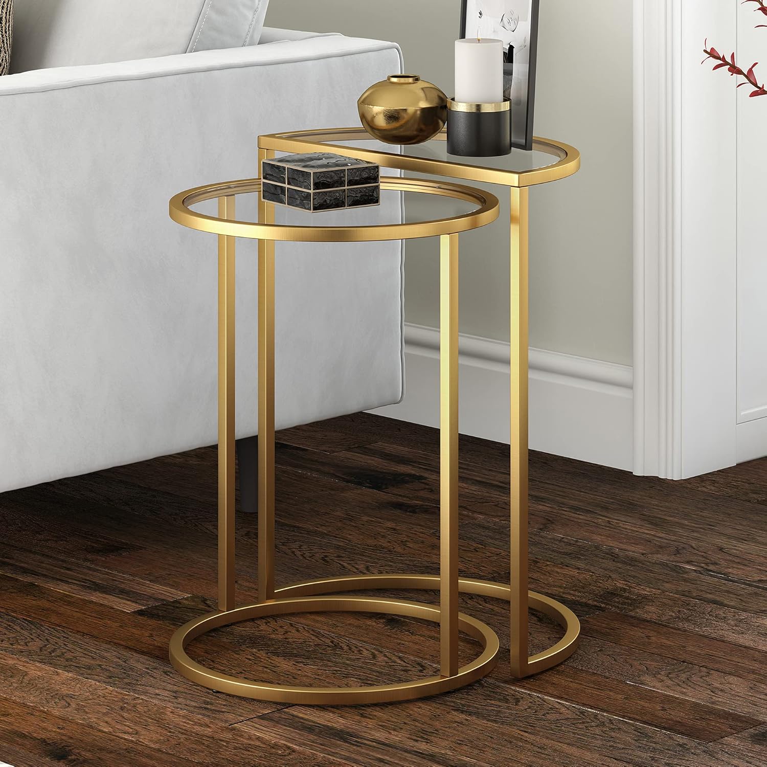 Henn&Hart Blackened Bronze Set End/Side/Nesting Tables, Black