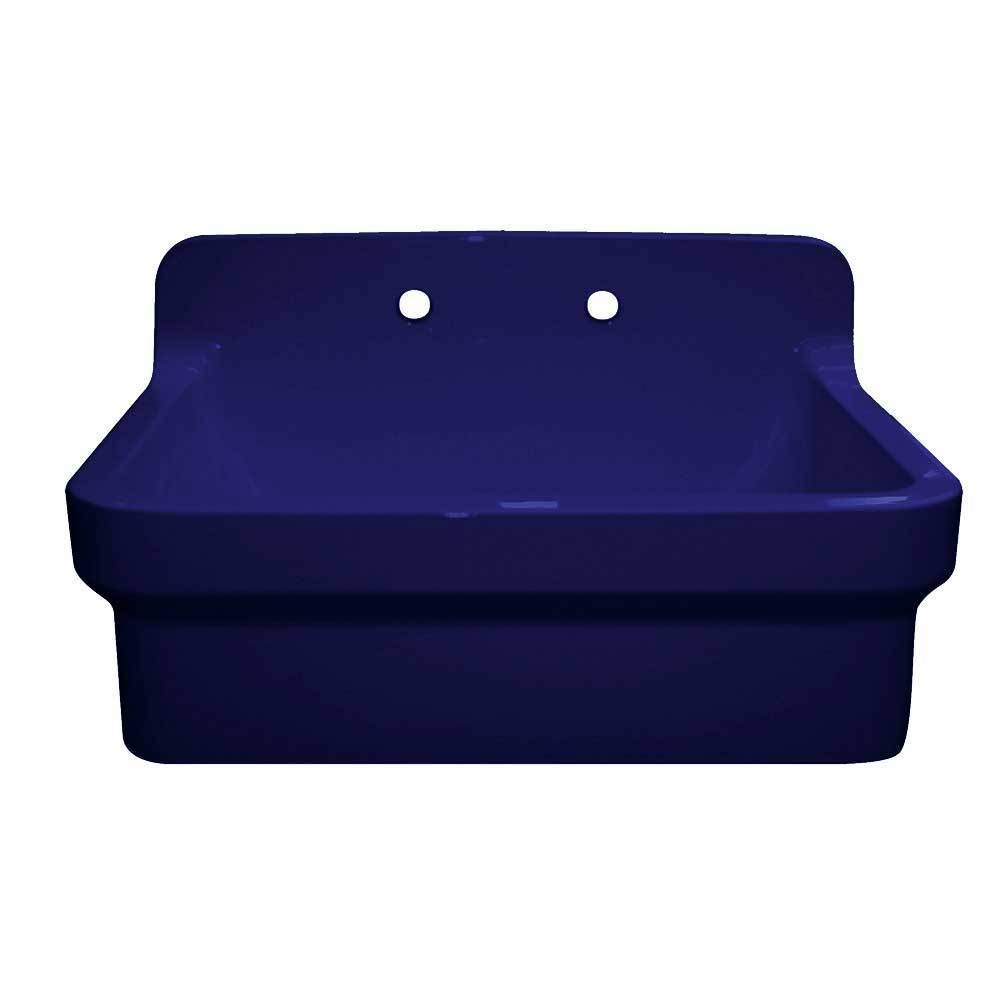 Whitehaus Ofch2230 Old Fashioned Country Fireclay Utility Sink with High Backsplash, Sapphire Blue
