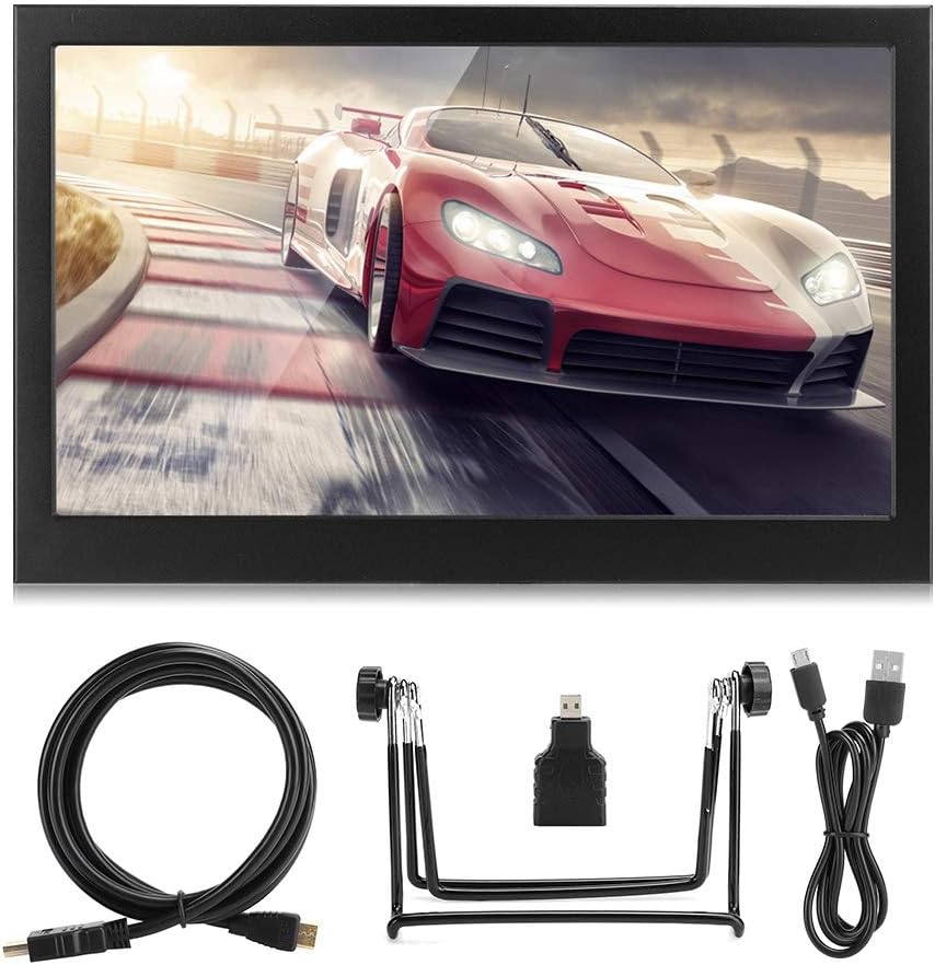 Jopwkuin 14inch Full HD IPS Monitor(1920 x 1080P)-Portable Monitor Flat Monitor Ultra-Thin HDMI Monitor 16:9 Screen Display with Bracket and Cables for Home Use, Offices and Travel