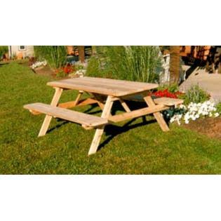 Furniture Barn USA Cedar 4 Foot Picnic Table W Attached Bench *8 Stain Colors* Amish Made USA