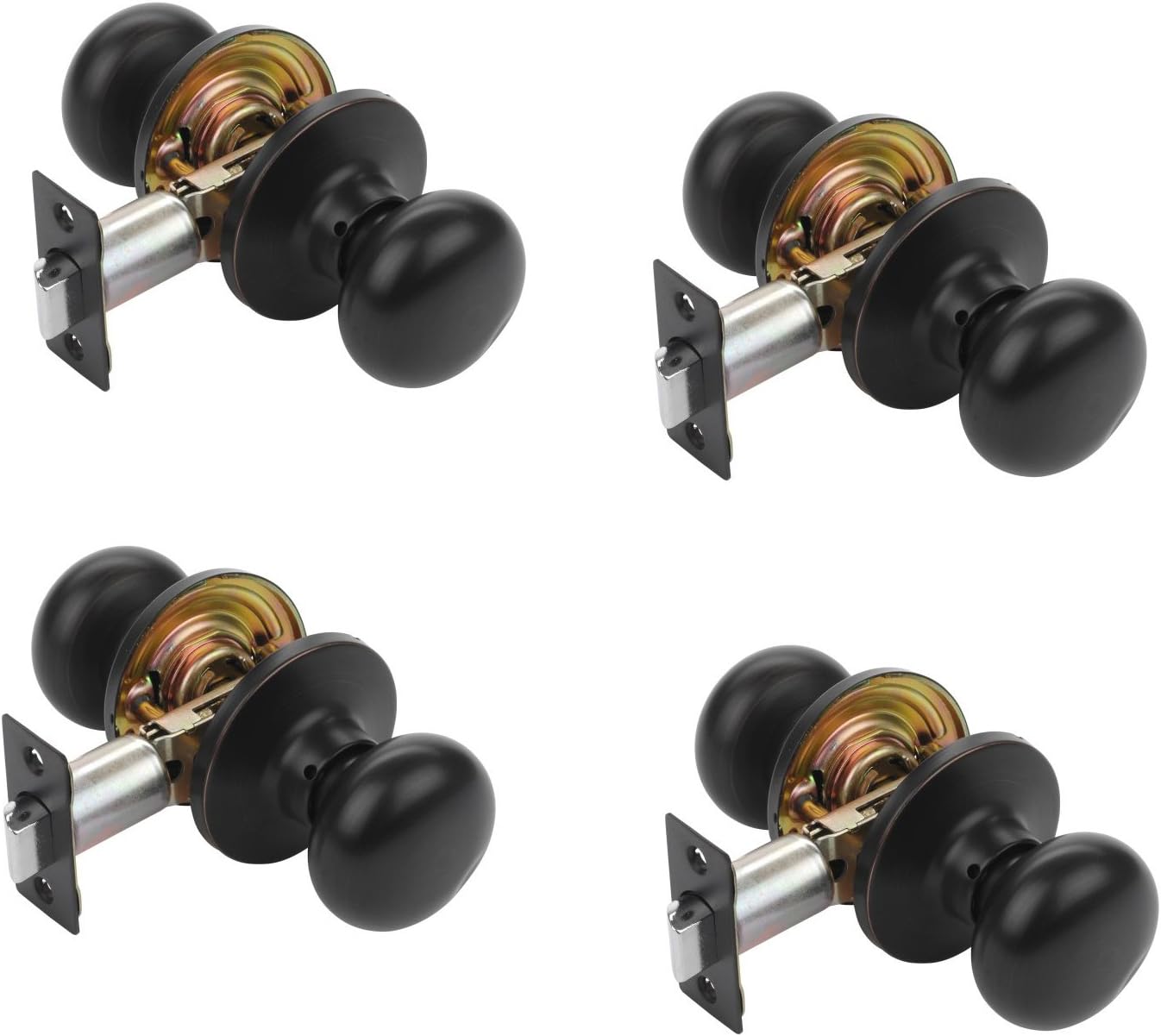 Dynasty Hardware TAH-82-12P Tahoe Door Knob Passage Set, Aged Oil Rubbed Bronze, Contractor Packs (4 Pack) Pack of 2