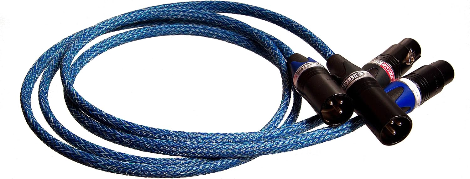 Better Cables BT2XLRP-1-MF Blue Truth II XLR Cable 1 m/3.28', Stereo Pair 2 Cables High-End, High-Performance, Silver/Copper Hybrid, Low-Capacitance, Audiophile XLR Balanced Audio Cables, Blue