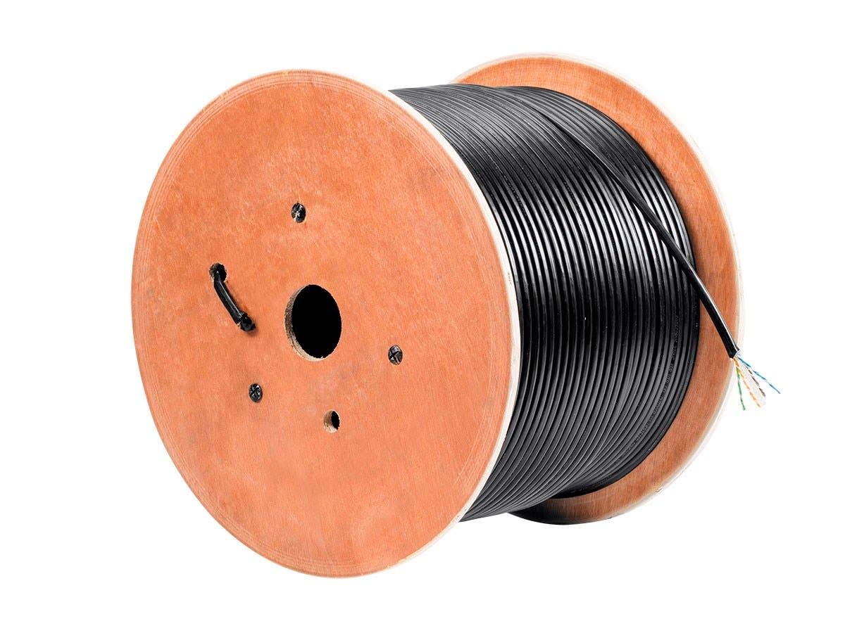 Monoprice 15398 Cat6 Ethernet Bulk Cable - Stranded, 550MHz, UTP, Pure Bare Copper WIRE, Outdoor, 23AWG, 1000ft, Black
