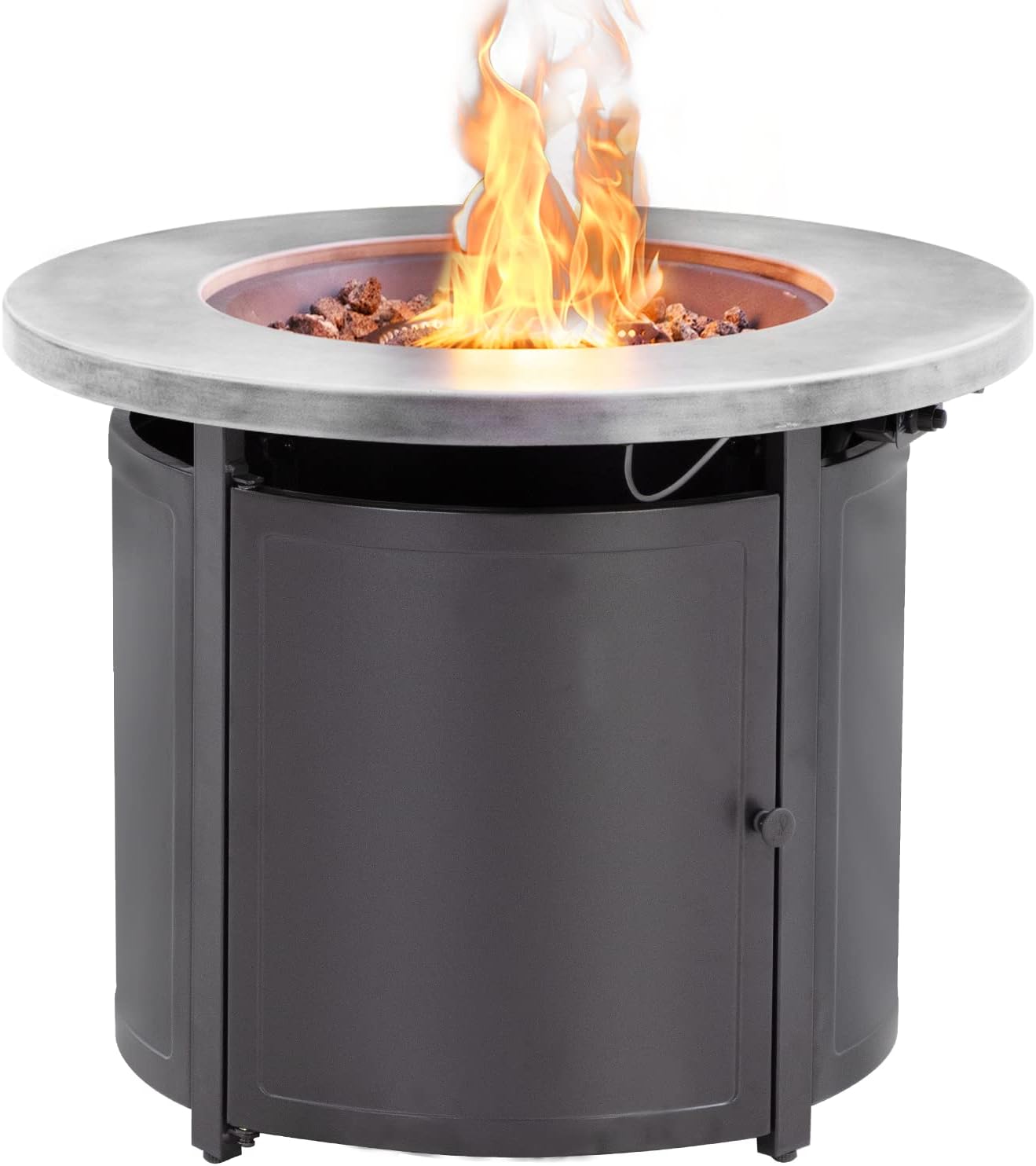 Gas Propane Fire Pit,55000BTU Outdoor Auto-Ignition Rectangular Fire Table,CSA Certification Patio Table with Lid for Backyard, Garden, Camping,Courtyard,Deck (Round - 32 inch)