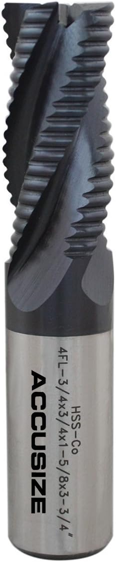 Accusize Industrial Tools Standard Tooth M42 8% Cobalt Tialn Roughing End Mill, 3/4'' by 3/4'' by 1-5/8'' Flt Length, 1102-0034 Pack of 2