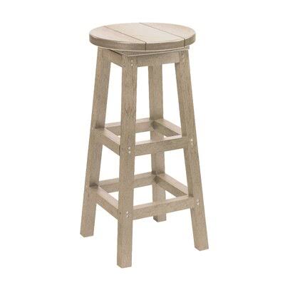 William 30x22 Patio Bar Stool Beachcrest Home Frame Color: Beige