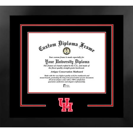 Campus Images TX954NBSD-1411 14 x 11 in. University of Houston Cougars Spirit Diploma Nova Black Frame