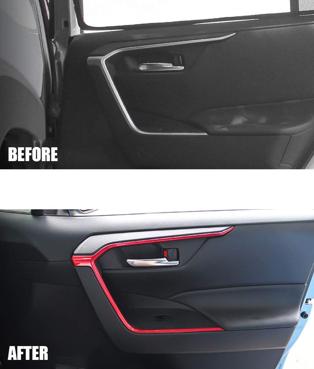 XITER 4pcs ABS Electroplating Red Inner Door handle Cover Trim Interior Frame Panel Covers For Toyota RAV4 2019 2020 Pack of 2