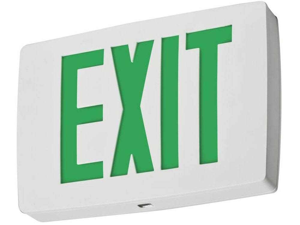Lithonia LQC W 2 G - LED Exit Sign - White Aluminum - Double FaceQuantum Green Letters