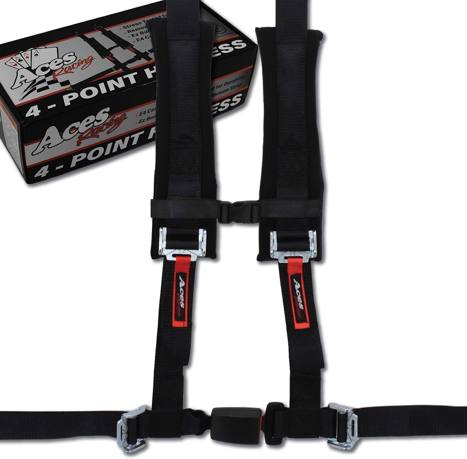 4 Point Harness with 2 Inch Padding (Ez Buckle Technology) (Black (Pair))