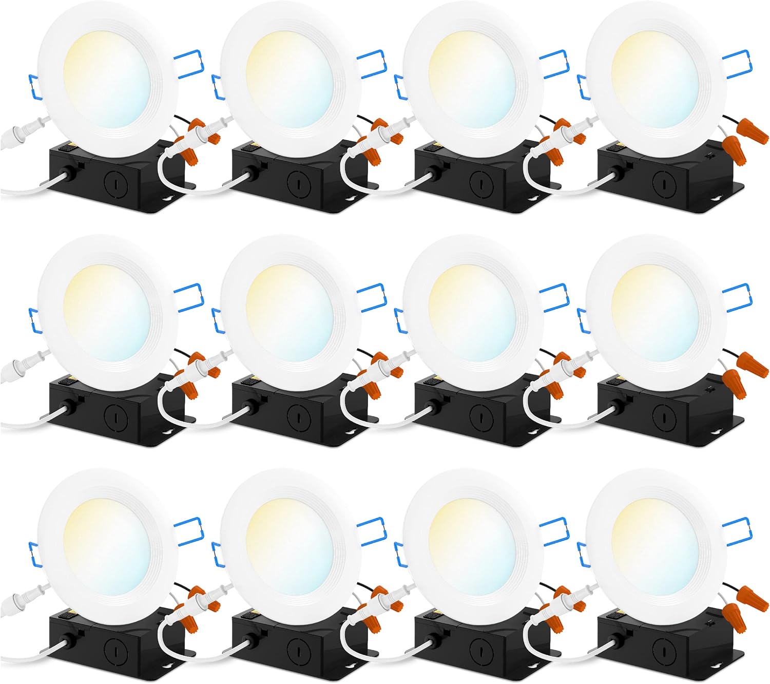 Sunco Lighting 12 Pack 6 Inch Ultra Thin LED Recessed Ceiling Lights Slim, 3000K Warm White, Dimmable 14W=100W, 850 LM, Baffle Trim Damp Rated, Canless Wafer Thin with Junction Box - ETL & Energy Star