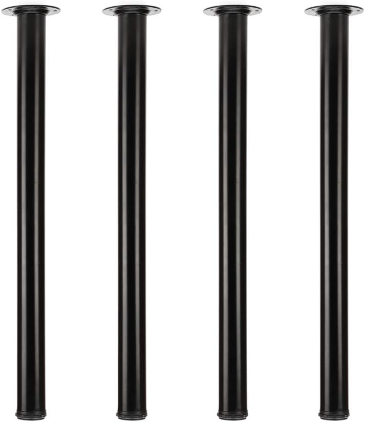 QLLY 28 inch Adjustable Metal Desk Legs, Office Table Furniture Leg Set, Set of 4 (Black)